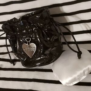 Guess Patent Leather Quilted Drawstring Bag
